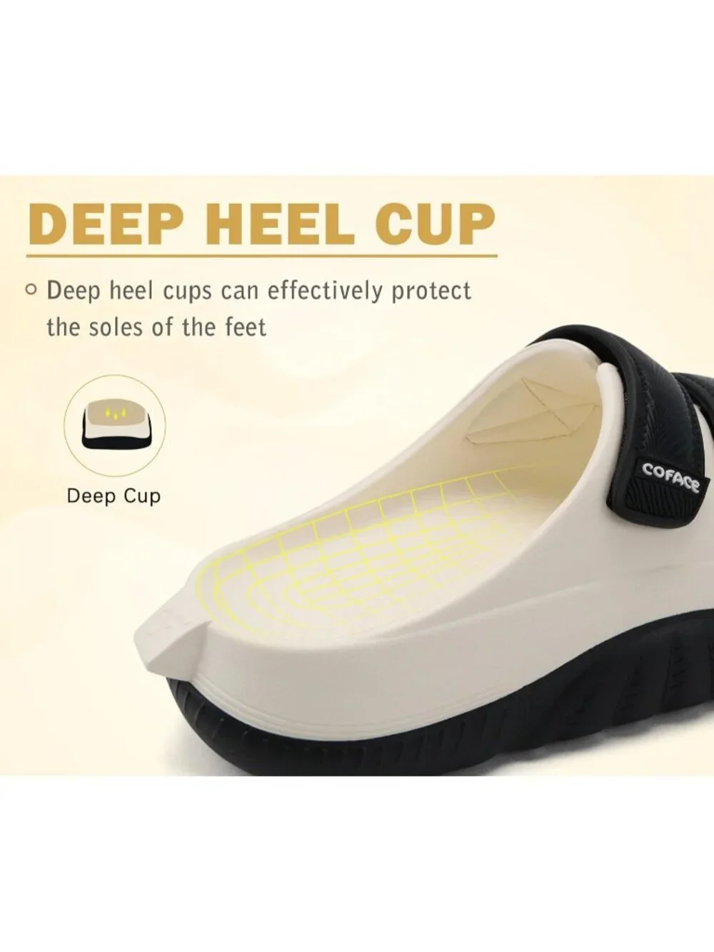 Men's Black&White Recovery Sandals Orthopaedic Walking Slides Adjustable Thick